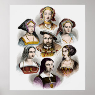 Poster Rei Henry VIII de Inglaterra   suas seis esposas