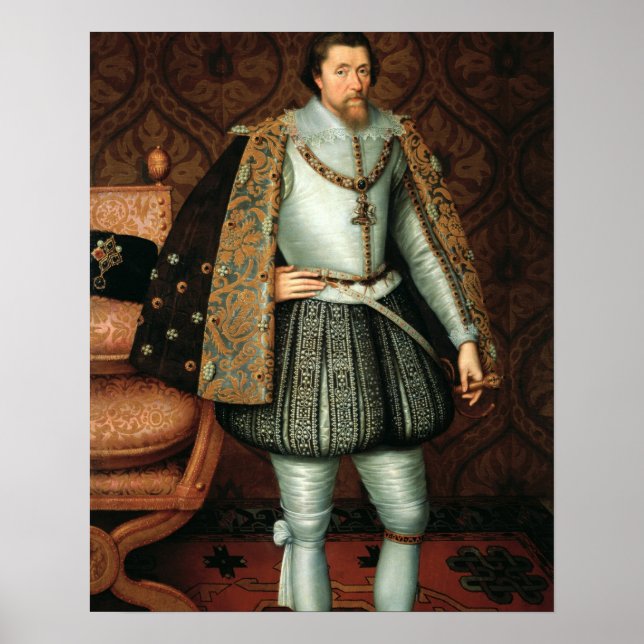 Póster Rei James I da Inglaterra (1566-1625) (petróleo na (Frente)