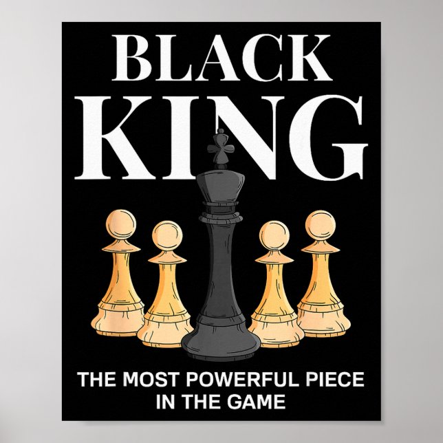 Poster Rei Negro A Peça Mais Poderosa No Jogo De Xadrez (Frente)