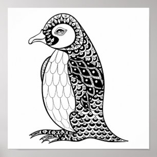 Póster Rei pinguim artístico Zendoodle 2