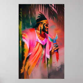 Poster Rei Polinésio - Arte de Ken Gage