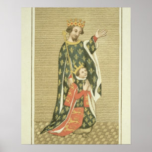 Póster Rei Richard II (1367-1400) com seu pai Edward