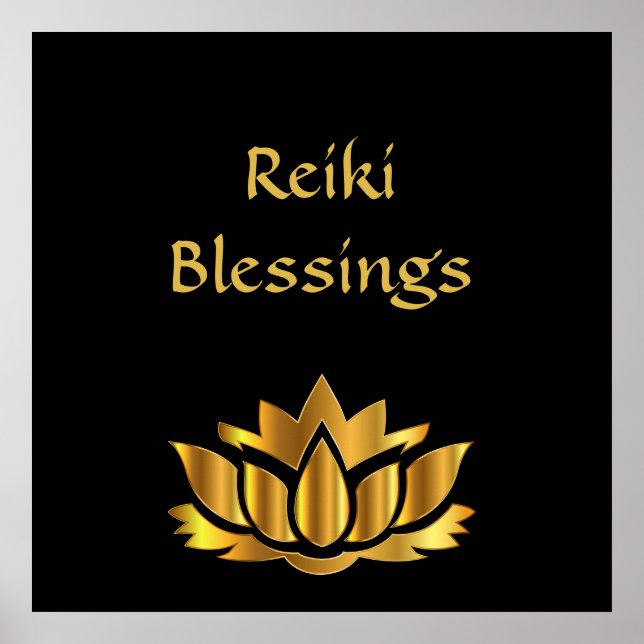 Poster Reiki Blessings Black/Dourado (Frente)