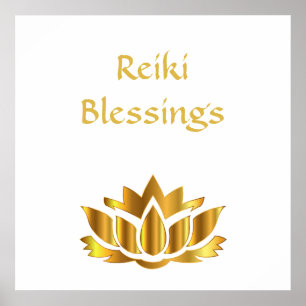 Poster Reiki Blessings White/Gold