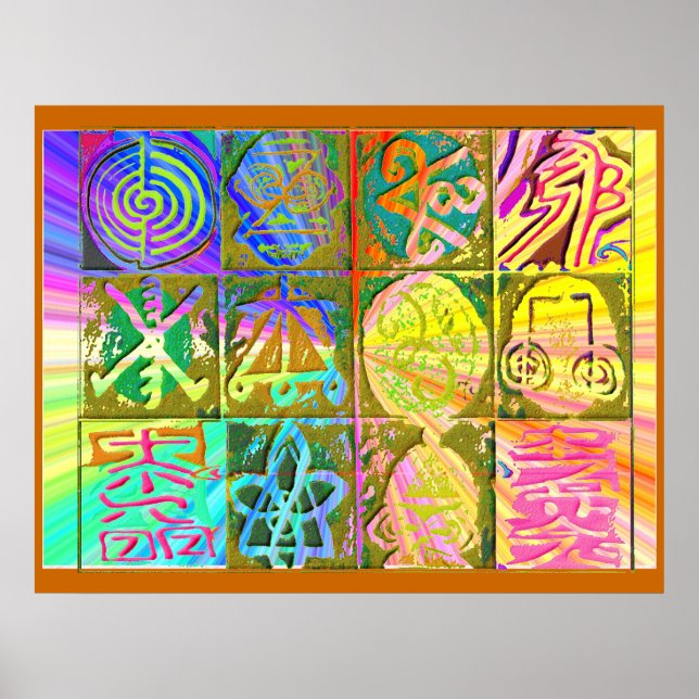 Póster REIKI Karuna : Símbolos de Arte do Estilo Vintage (Frente)