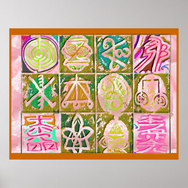 Póster REIKI Karuna : Símbolos de Arte do Estilo Vintage (Frente)