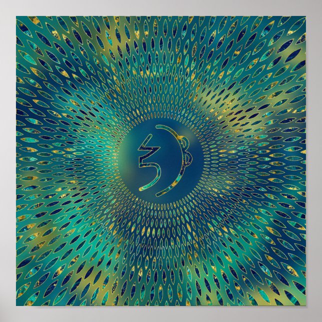 Poster Reiki Sei he ki- gemstone e ouro (Frente)