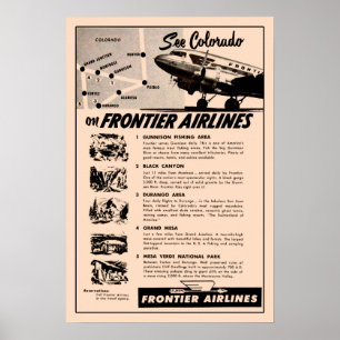 Póster Reimpressão de anúncios de Frontier Airlines 1950