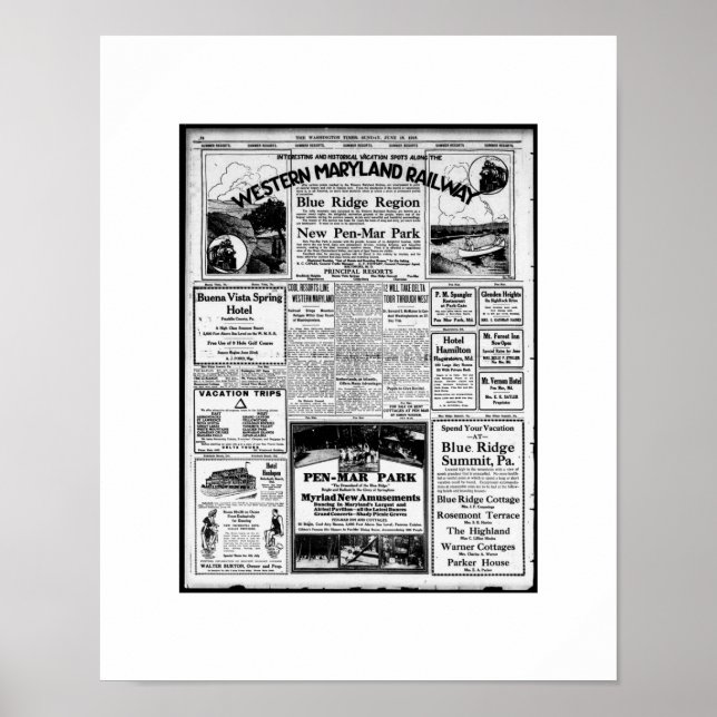 Poster Reimpressão de Turismo Ferroviário em Maryland (Frente)