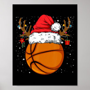 Poster Reindeador de Basquete Funny Santa Hat Holi de Nat