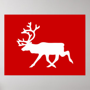 Póster Reindeer Branco / Silhueta das Caraíbas