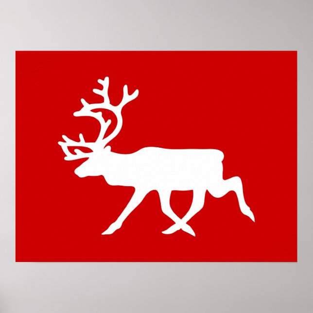 Póster Reindeer Branco / Silhueta das Caraíbas (Frente)