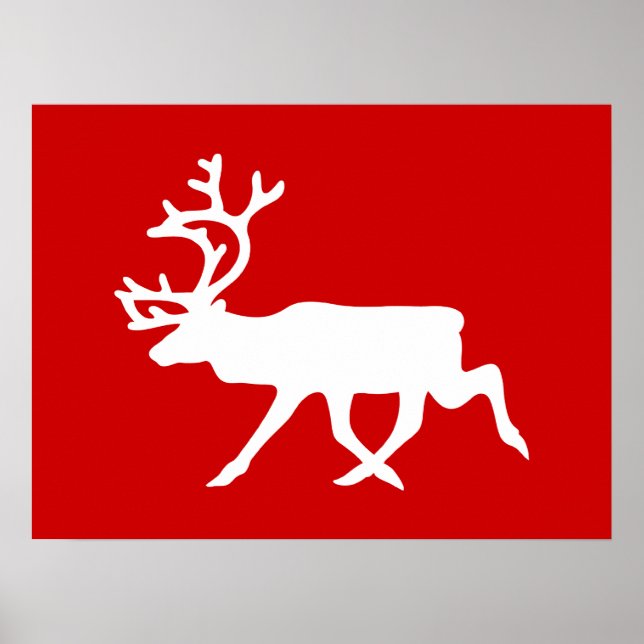 Poster Reindeer Branco / Silhueta das Caraíbas (Frente)