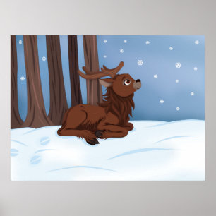 Póster Reindeer de inverno
