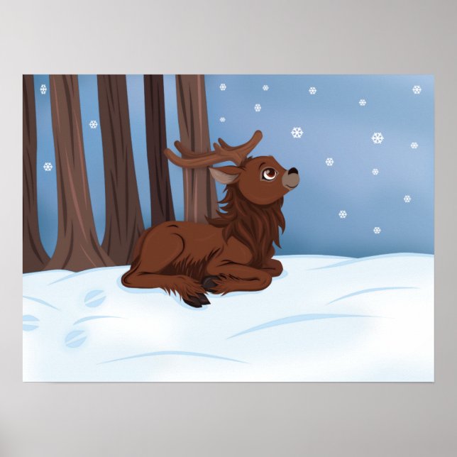 Póster Reindeer de inverno (Frente)