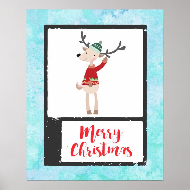 Póster Reindeer De Natal Em Um Whimsical Suéter Feio (Frente)