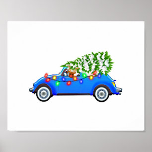 Poster Reindeer dirigindo um besouro com creme de natal