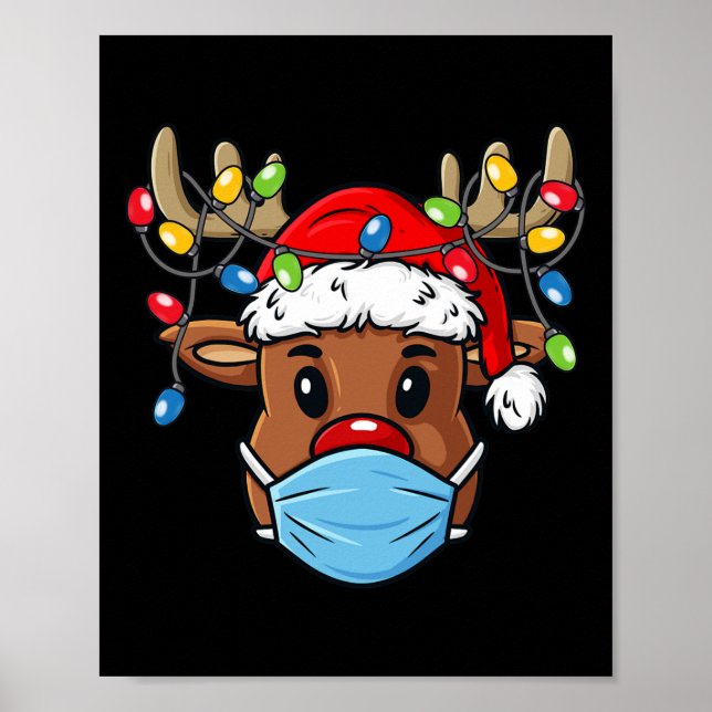 Poster Reindeer Feliz Natal Diversão Xmas (Frente)