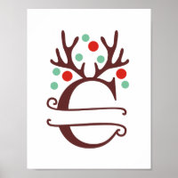 Reindeer Personalizado - Letra C Dividir Monograma