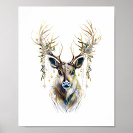 Poster Reindeer Refinado, Elegância de Férias Luxuosas