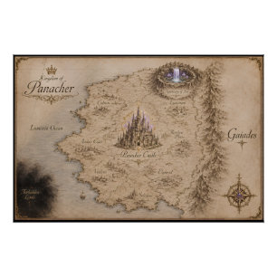 Póster Reino do Cartaz de Arte do Mapa Fantasia Panacher