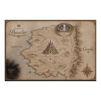 Póster Reino do Cartaz de Arte do Mapa Fantasia Panacher