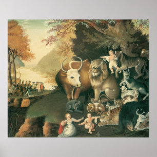 Póster Reino pacífico por Edward Hicks Vintage Folk Art