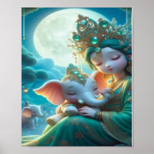 Poster Reino Paralelo Deusa Bebê e Elefante Bebê