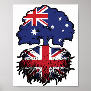 Poster Reino Unido: Bandeira de Raízes da Árvore Australi