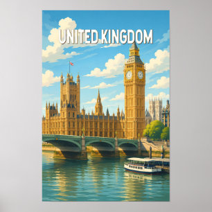 Poster Reino Unido Ilustração Viagem Arte Vintage