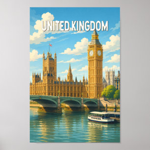 Poster Reino Unido Ilustração Viagem Arte Vintage