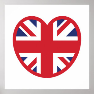 Poster Reino Unido Union Jack Flag Heart