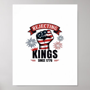 Poster Rejeitando Reis Desde 1776 Estética Patriótica