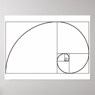 Póster Relação dourada espiral de Fibonacci