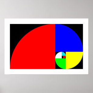 Póster Relação dourada, espiral de Fibonacci