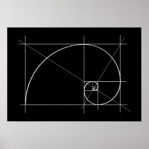 Poster Relação dourada, espiral de Fibonacci, tirando