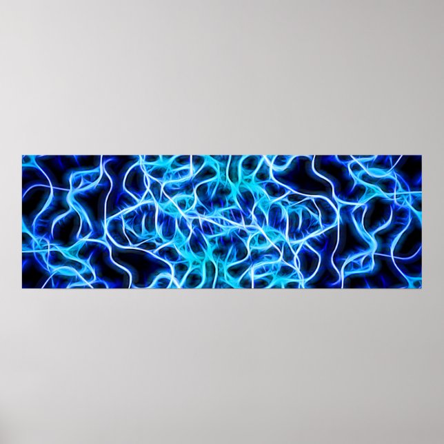 Poster Relâmpago de Néon Blue Tesla (Frente)