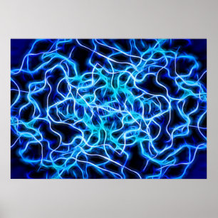 Póster Relâmpago de Néon Blue Tesla