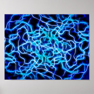 Póster Relâmpago de Néon Blue Tesla