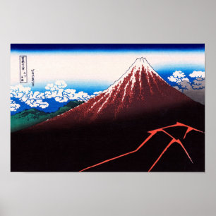 Póster Relâmpago Monte Fuji Hokusai Belas Artes Japonesa