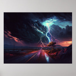 Poster Relâmpago na árvore