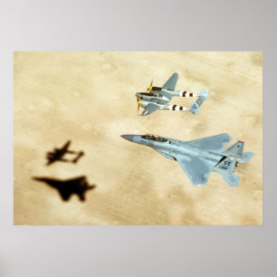 Poster Relâmpago P-38 e F-15 Eagle