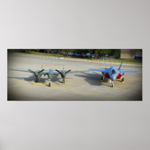 Póster Relâmpago P-38 e F-35 relâmpago II