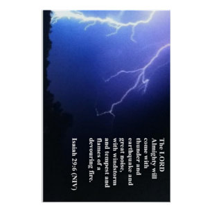 Póster Relâmpago perfura o céu noturno com citação