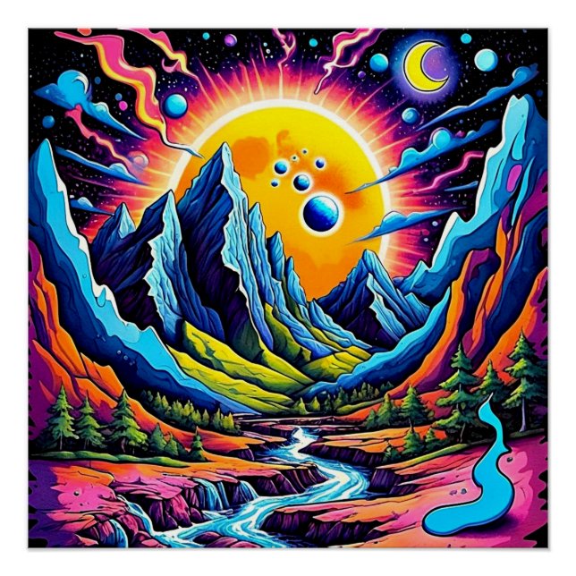 Póster Relâmpago sobre montanhas 5 (Frente)