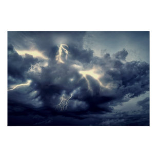 Póster Relâmpagos durante tempestade