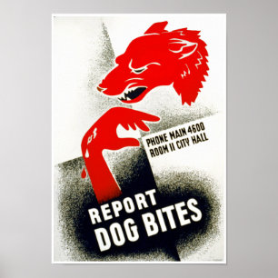 Póster Relate mordidas de cão