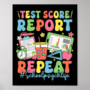 Poster Relatório de Nota de Teste Retro Repetir Psicologi