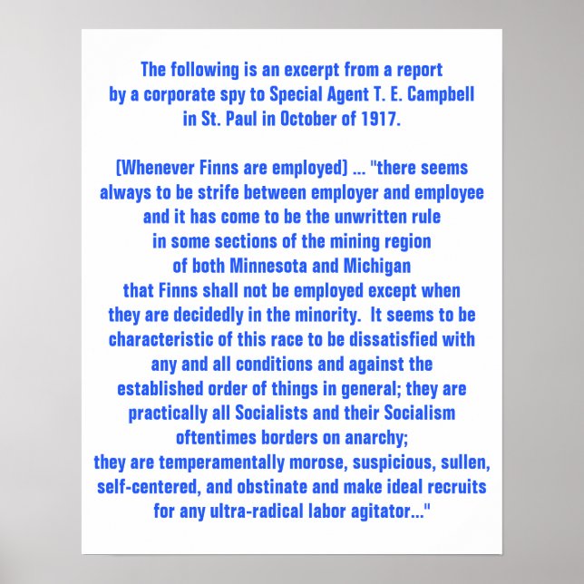 Poster Relatório histórico de 1917 dos EUA sobre questões (Frente)