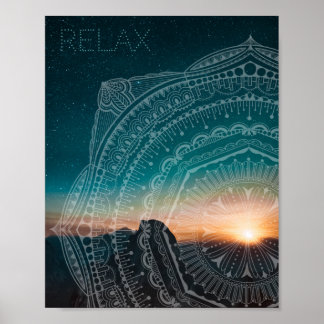 Poster Relax Mandala Overlay Starry Sky Sunset Fotografia
